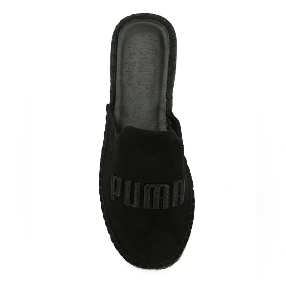 New Fenty Puma By Rihanna Suede Womens 7.5 Espadrilles Black With Dust Bag & Box